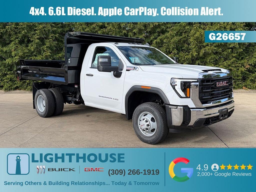 2026 GMC Sierra 3500 HD Chassis Cab Pro in Summit White — front three-quarter view