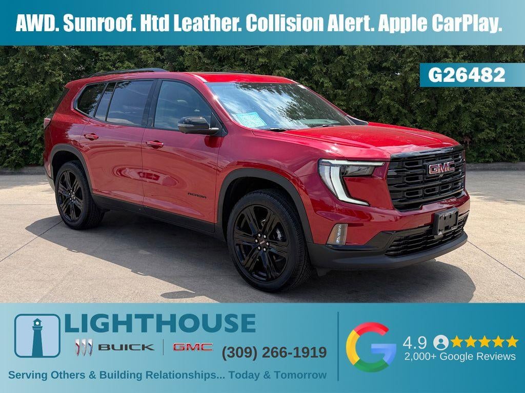 2026 GMC Acadia AWD Elevation in Volcanic Red Tintcoat — front three-quarter view