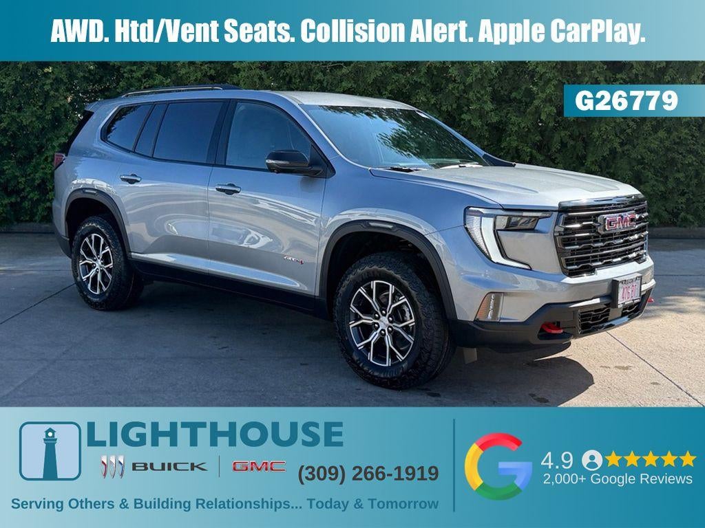 2026 GMC Acadia AWD AT4 in Sterling Metallic — front three-quarter view