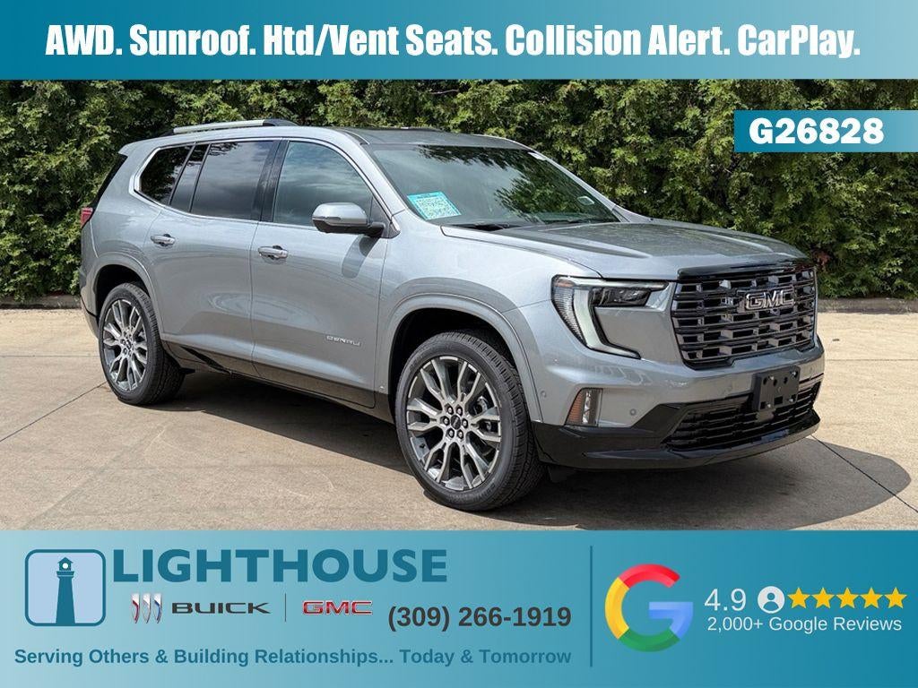 2026 GMC Acadia AWD Denali Ultimate in Sterling Metallic — front three-quarter view