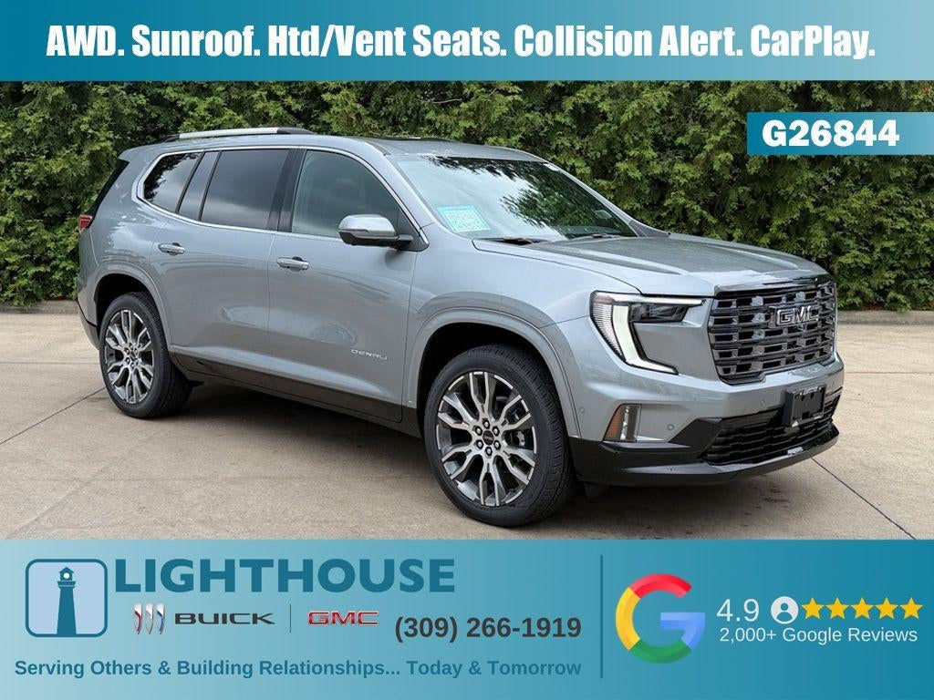 2026 GMC Acadia AWD Denali Ultimate in Sterling Metallic — front three-quarter view