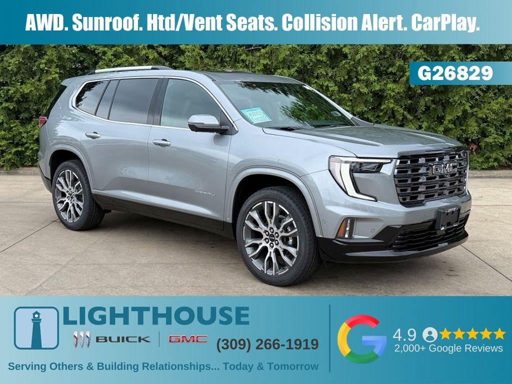 2026 GMC Acadia AWD Denali Ultimate in Sterling Metallic — front three-quarter view