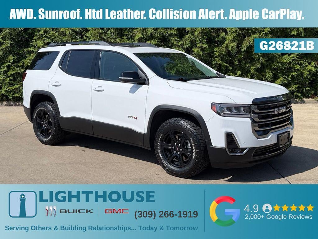 2021 GMC Acadia AT4 in Summit White — front three-quarter view