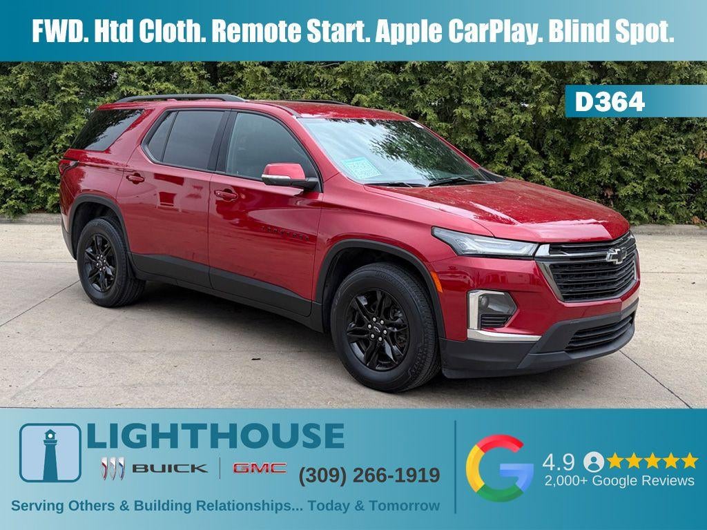 2023 Chevrolet Traverse LT in Radiant Red Tintcoat — front three-quarter view