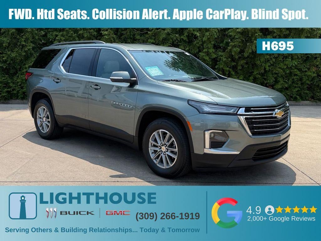 2023 Chevrolet Traverse LT in Silver Sage Metallic — front three-quarter view