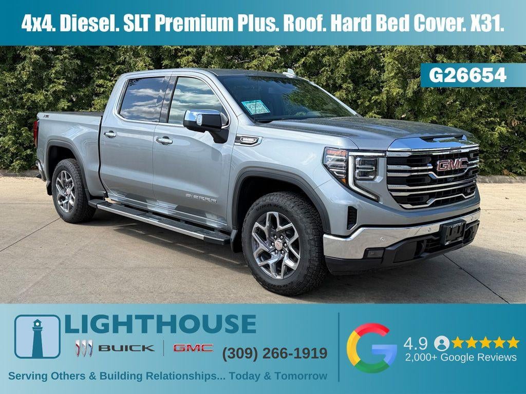 2026 GMC Sierra 1500 SLT in Sterling Metallic — front three-quarter view