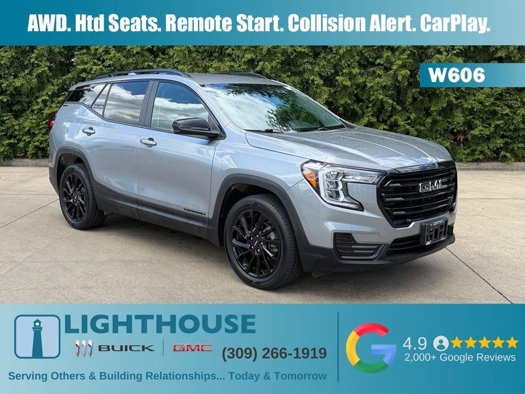 2023 GMC Terrain SLE in Sterling Metallic — front three-quarter view