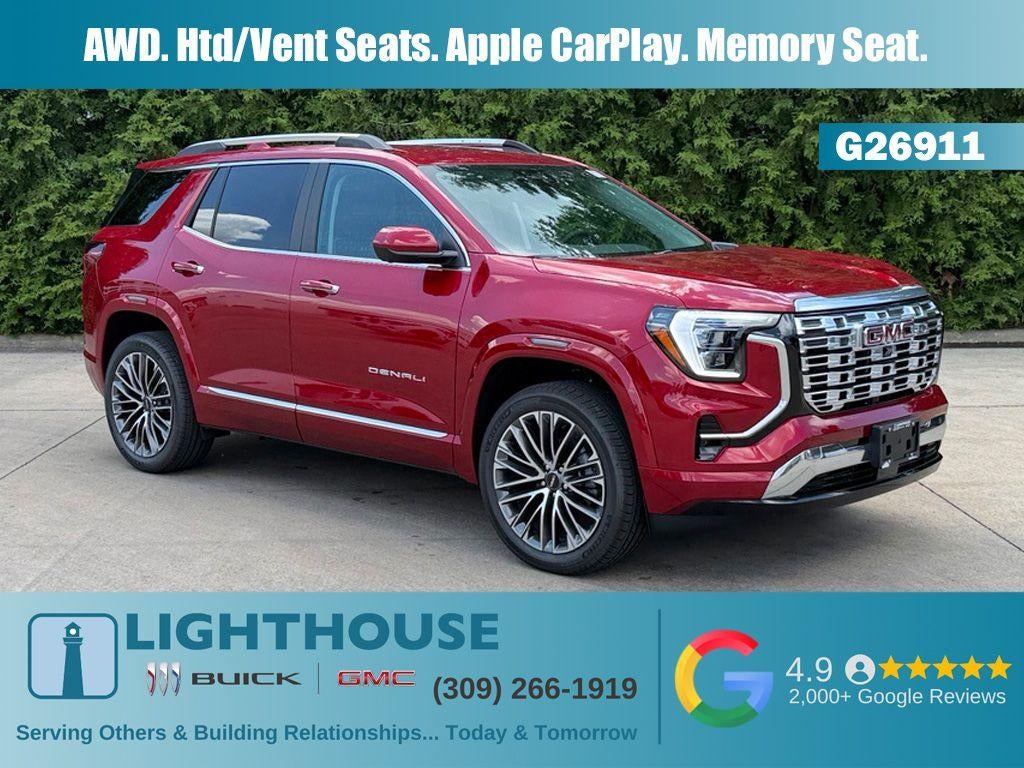 2026 GMC Terrain AWD Denali in Volcanic Red Tintcoat — front three-quarter view