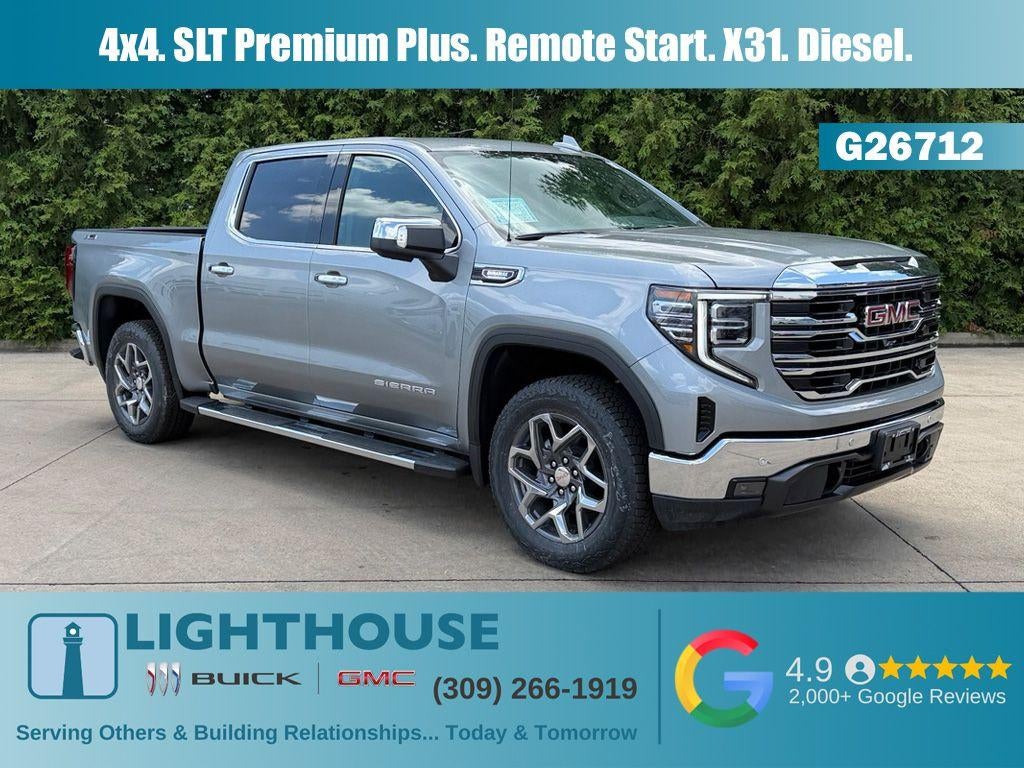 2026 GMC Sierra 1500 SLT in Sterling Metallic — front three-quarter view