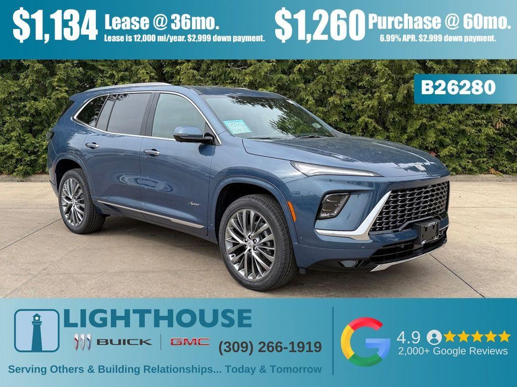 2026 Buick Enclave Avenir in Ocean Blue Metallic — front three-quarter view