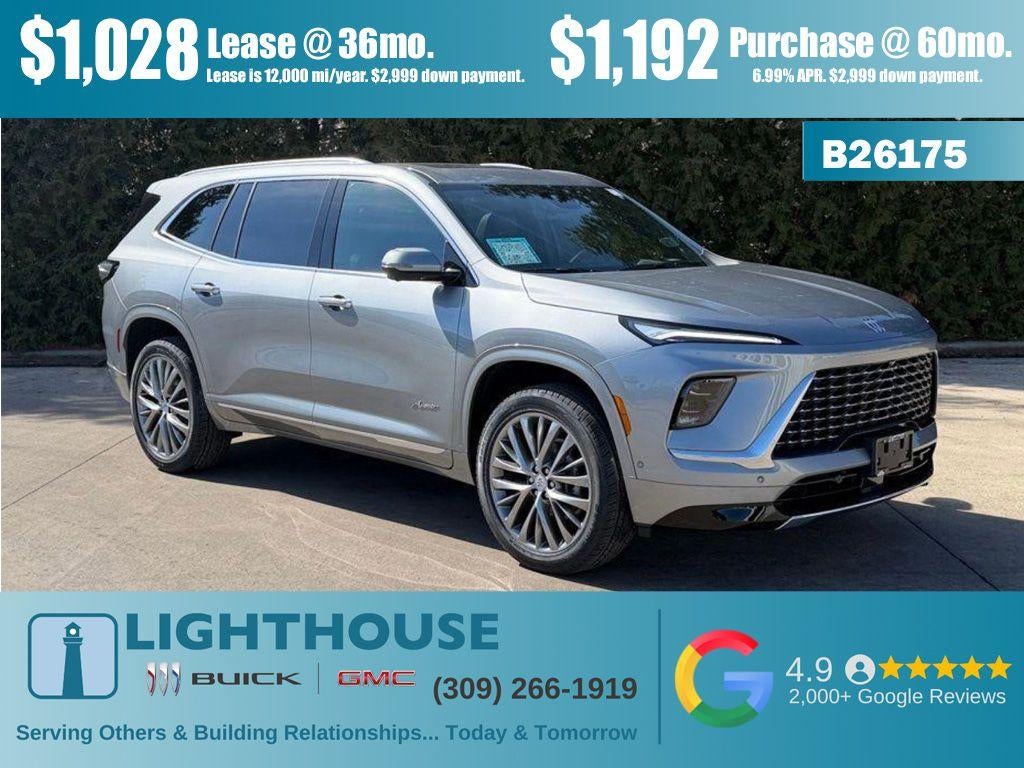 2026 Buick Enclave Avenir in Moonstone Gray Metallic — front three-quarter view