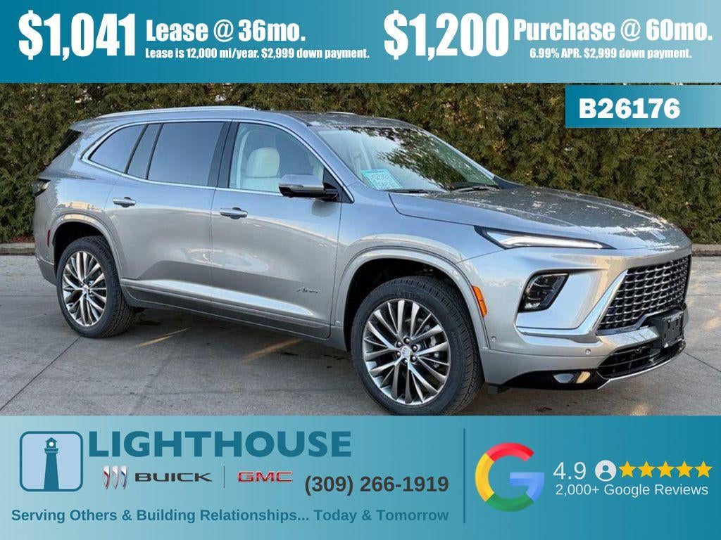 2026 Buick Enclave Avenir in Moonstone Gray Metallic — front three-quarter view