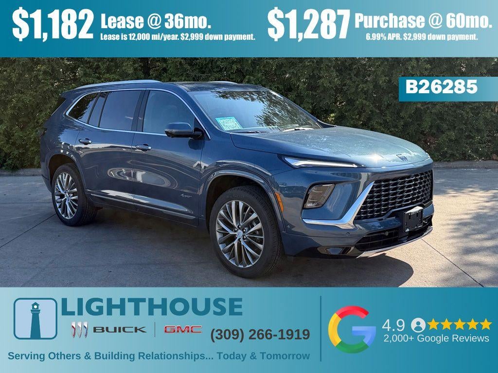 2026 Buick Enclave Avenir in Ocean Blue Metallic — front three-quarter view
