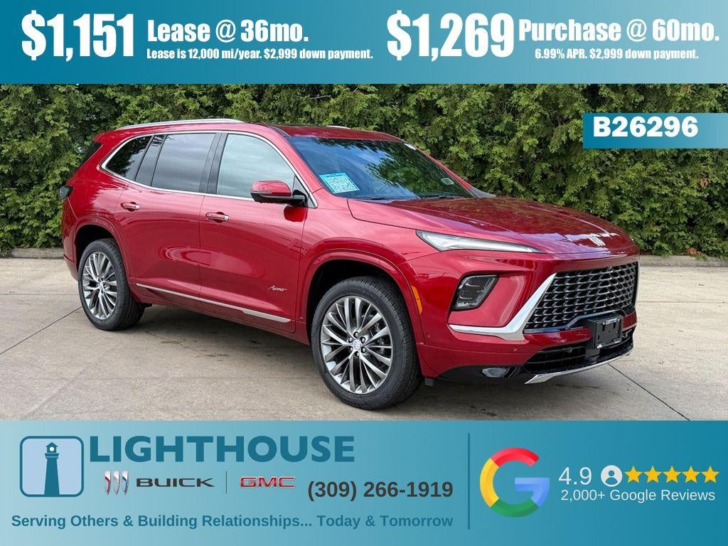 2026 Buick Enclave Avenir in Cherry Red Tintcoat — front three-quarter view