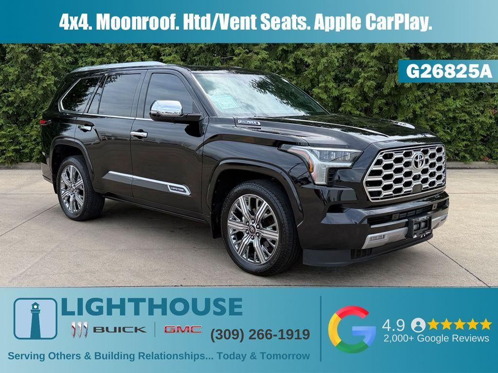 2025 Toyota Sequoia Capstone in Black — front three-quarter view