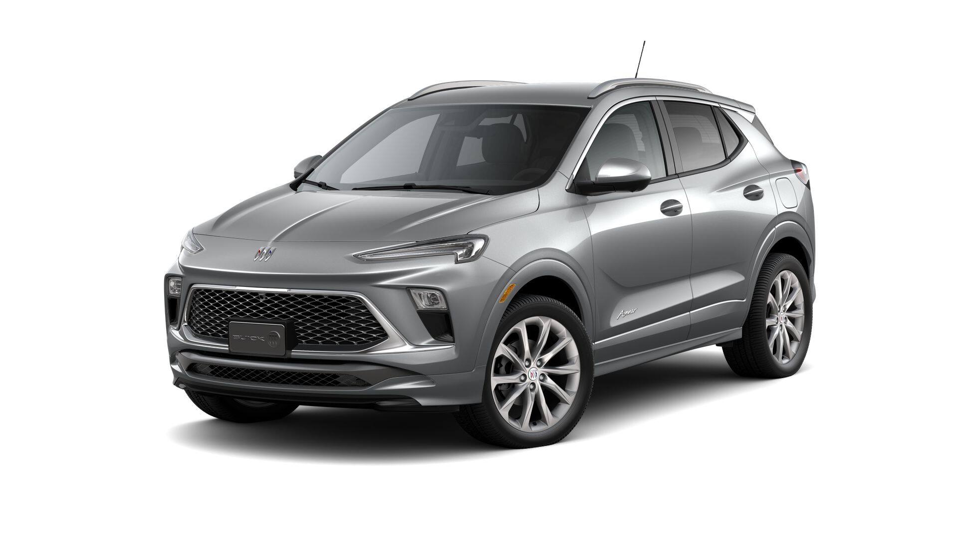 2026 Buick Encore GX Avenir in Moonstone Gray Metallic — front three-quarter view