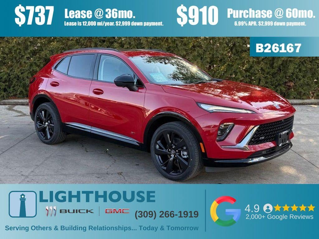 2026 Buick Envision Sport Touring in Brilliant Red — front three-quarter view