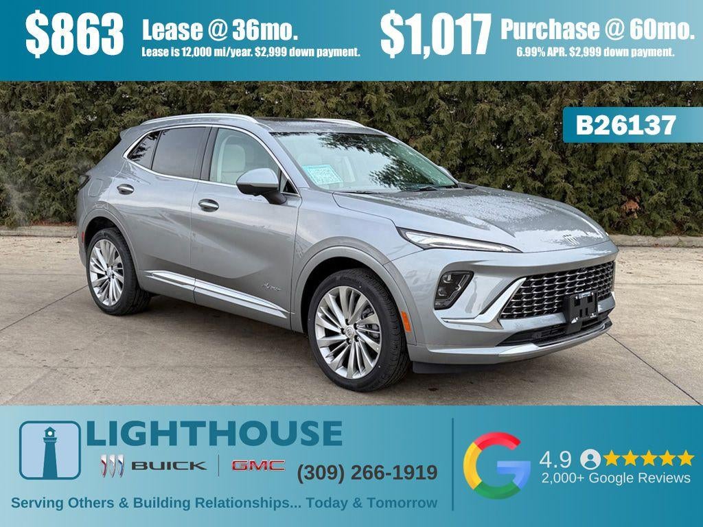 2026 Buick Envision Avenir in Moonstone Gray Metallic — front three-quarter view