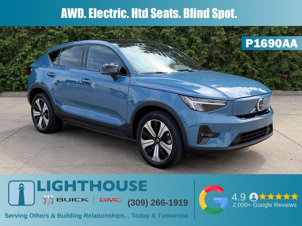 2023 Volvo C40 Recharge Pure Electri Twin Plus in Blue — front three-quarter view